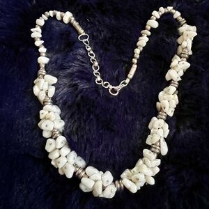 White jade and silver necklace
